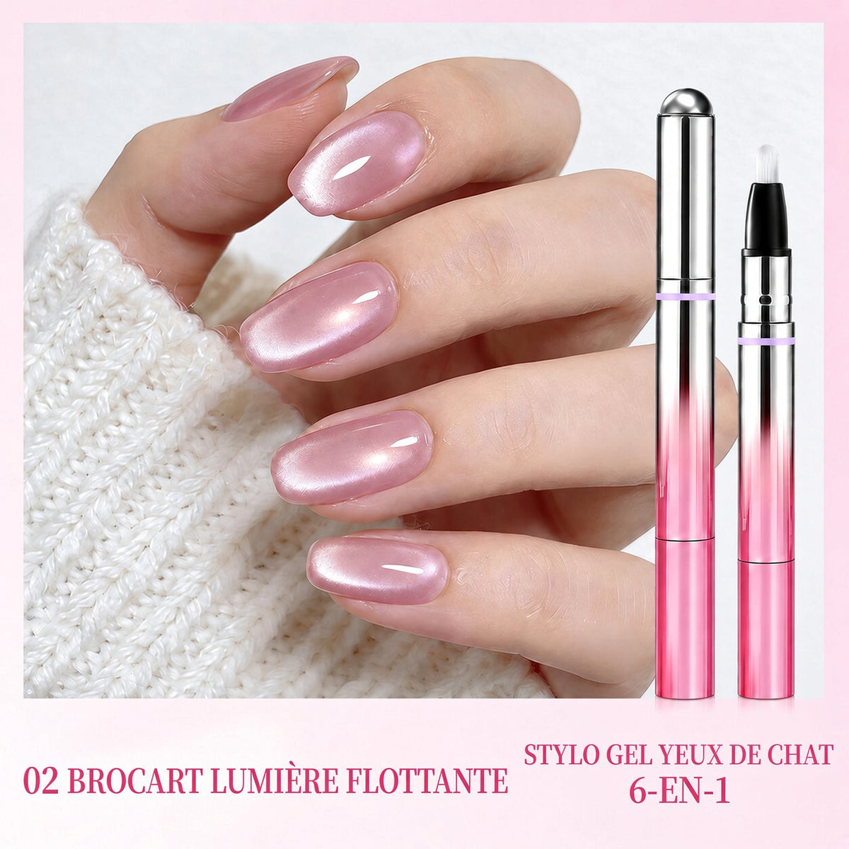 ✨ 50 % de réduction – Stylo 6-en-1 pour le soin des ongles & effet Cat Eye – Base, Builder, Couleur & Top Coat avec aimant intégré