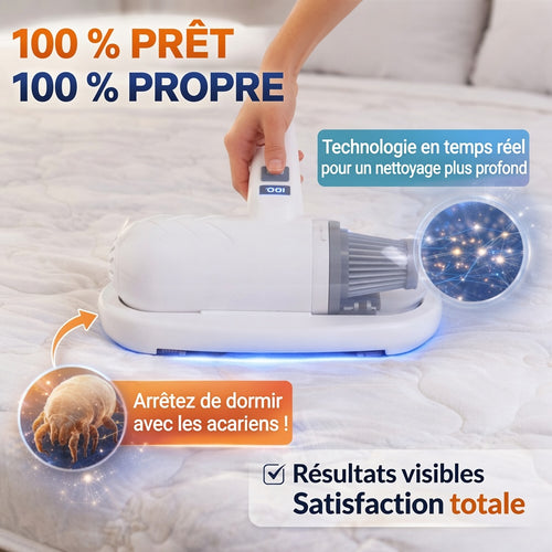 🎉Vente flash (🚀-50 %) ⚡Plus de 50K vendus ! 💝Aspirateur anti-acariens pour lit avec lumière UV-C – battage, aspiration et stérilisation UV réunis en un seul appareil ! 💥