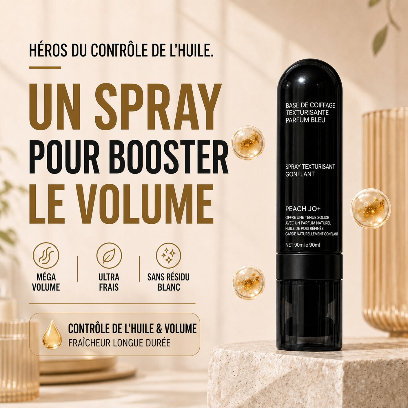🔥50% DE RÉDUCTION !! ⏰ Spray Coiffant Longue Durée Fluffy Hair Shaping Spray 9 – 90 ml – Volume Naturel & Tenue Résistante for Cheveux Matures
