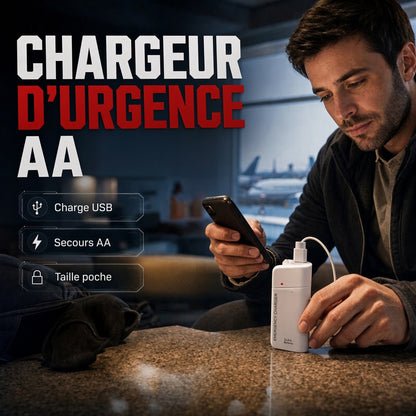 Chargeur d'urgence portable pour téléphone, batterie externe alimentée par piles AA avec lampe torche LED