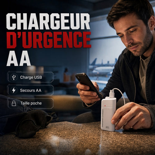 Chargeur d'urgence portable pour téléphone, batterie externe alimentée par piles AA avec lampe torche LED