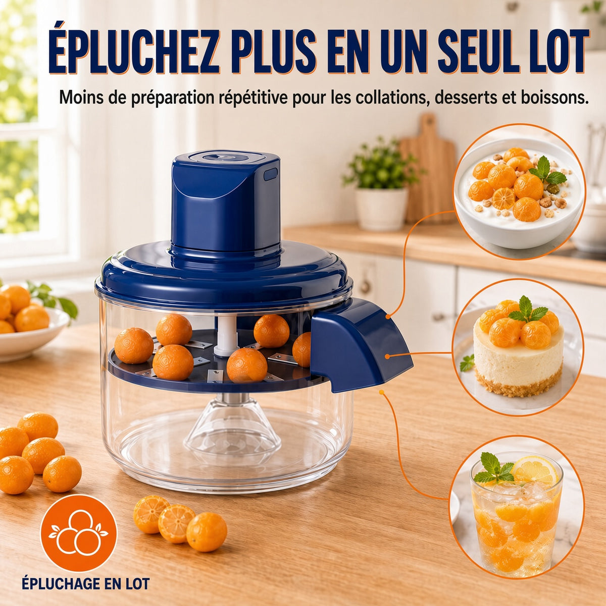🔪 Éplucheur électrique 5 lames – Moteur cuivre puissant, extraction en 1 bouton, démontable et sans danger alimentaire – Batterie 1300 mAh, gain de temps en cuisine 🥕🍎