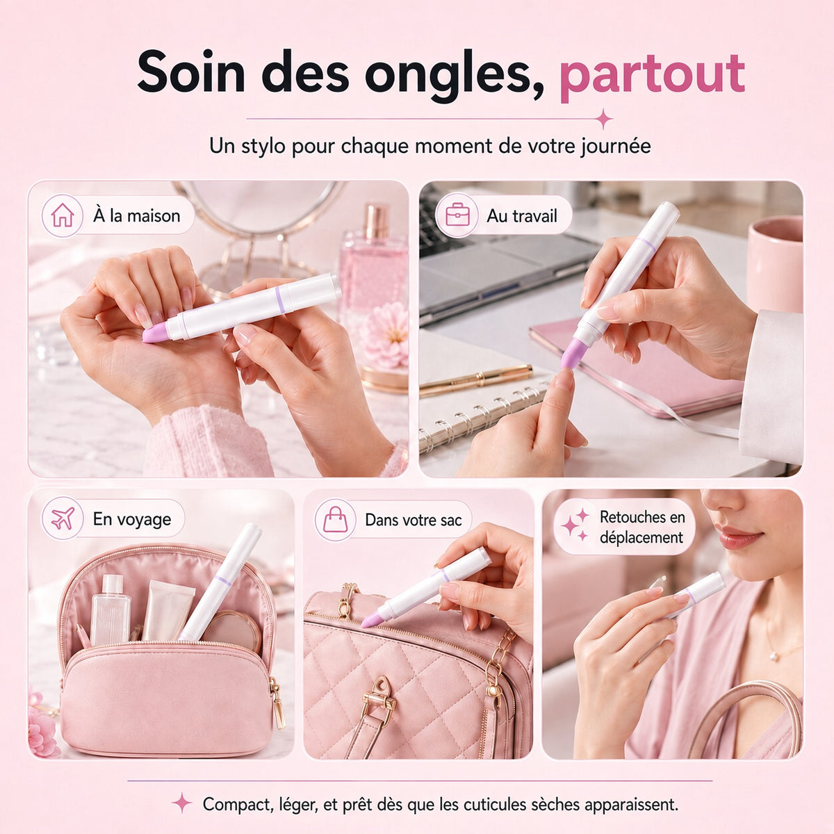 ✨ Stylo 2-en-1 pour cuticules – Embout en céramique, hydratant & pratique à emporter