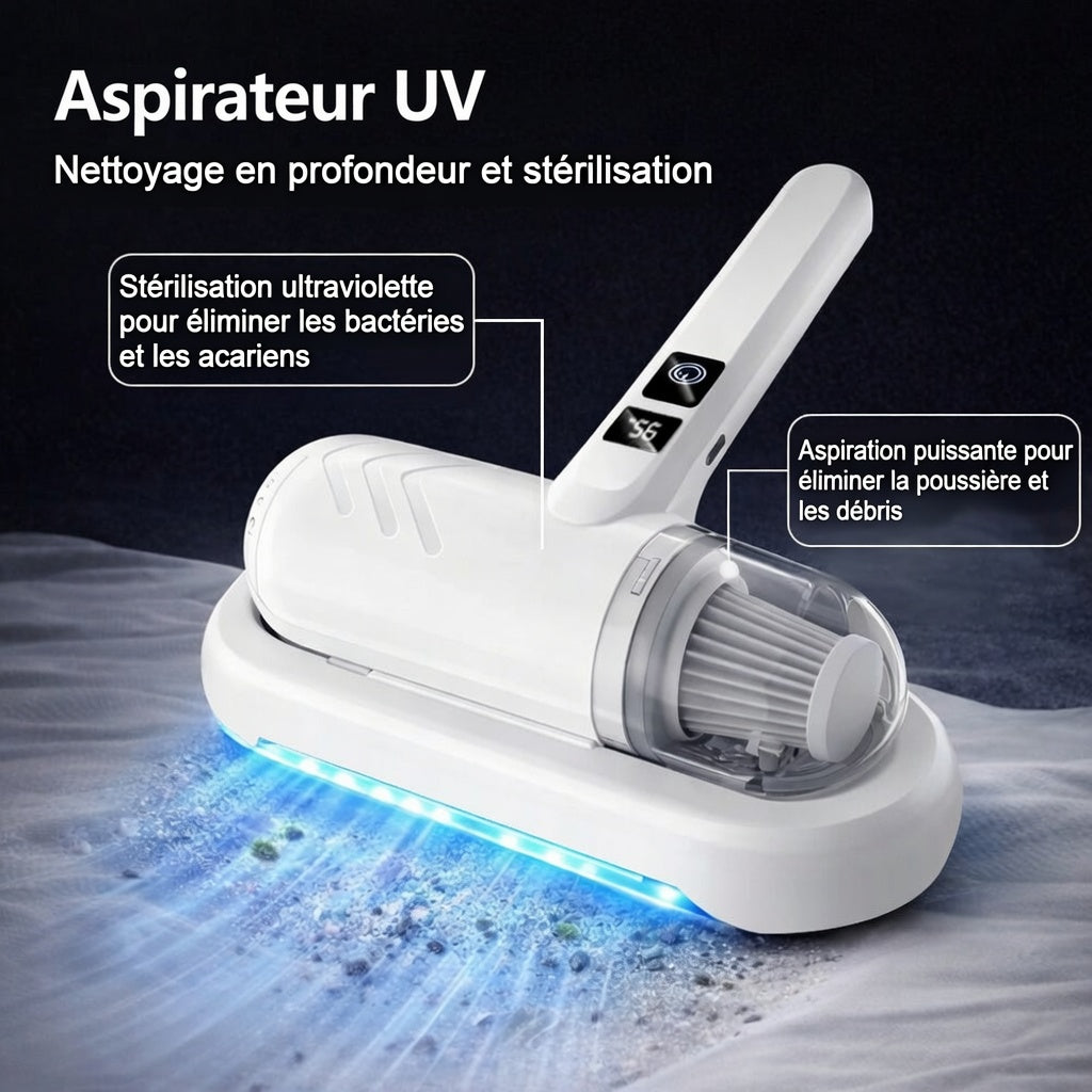 🎉Vente flash (🚀-50 %) ⚡Plus de 50K vendus ! 💝Aspirateur anti-acariens pour lit avec lumière UV-C – battage, aspiration et stérilisation UV réunis en un seul appareil ! 💥