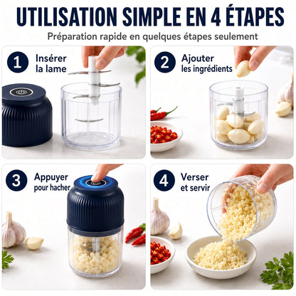 💥50 % DE RÉDUCTION !🥑🍹Hachoir Électrique à 6 Lames｜Hache Légumes, Oignons, Herbes, Noix & Viande｜Sans Fil, à Une Touche & Facile à Nettoyer