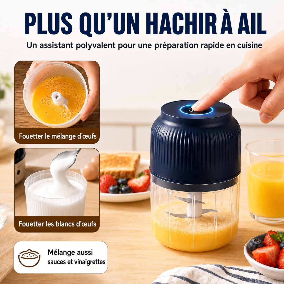 💥50 % DE RÉDUCTION !🥑🍹Hachoir Électrique à 6 Lames｜Hache Légumes, Oignons, Herbes, Noix & Viande｜Sans Fil, à Une Touche & Facile à Nettoyer