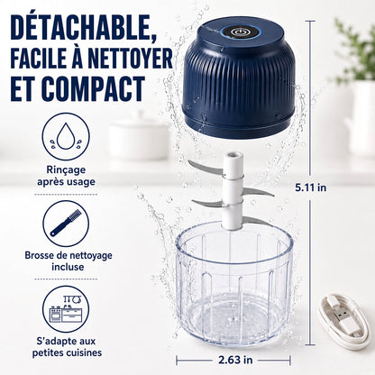 💥50 % DE RÉDUCTION !🥑🍹Hachoir Électrique à 6 Lames｜Hache Légumes, Oignons, Herbes, Noix & Viande｜Sans Fil, à Une Touche & Facile à Nettoyer