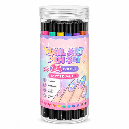 ⏰ -50 % pendant 3 Jours ! Coffret Stylos Nail Art Double Pointe – 24 Couleurs DIY
