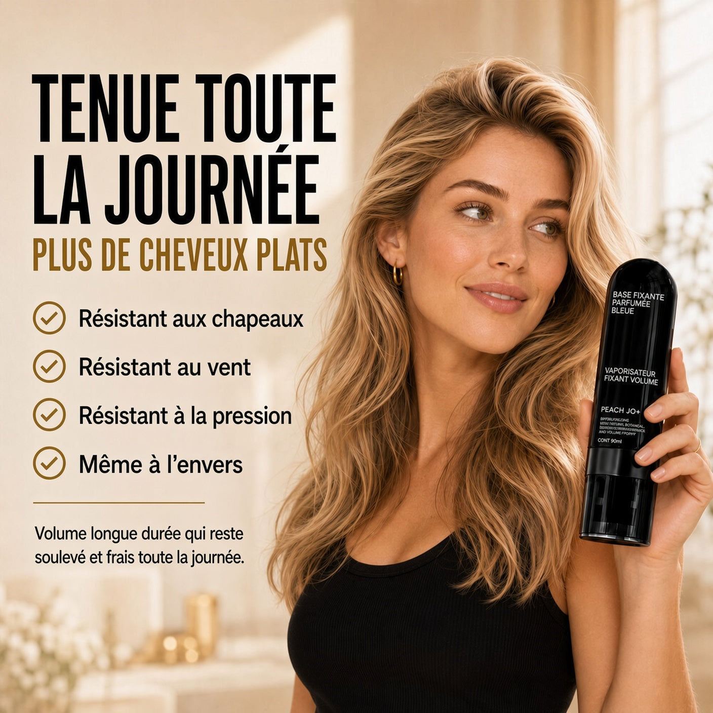 🔥50% DE RÉDUCTION !! ⏰ Spray Coiffant Longue Durée Fluffy Hair Shaping Spray 9 – 90 ml – Volume Naturel & Tenue Résistante for Cheveux Matures